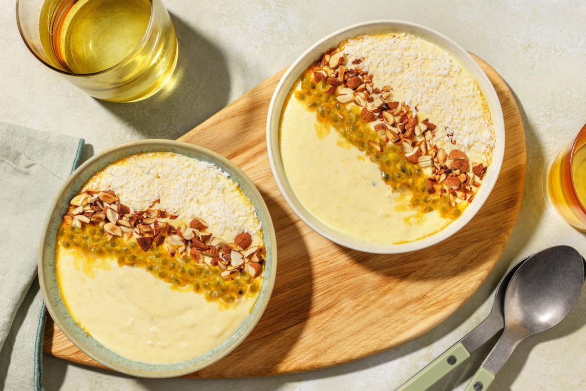 Mango and passionfruit smoothie bowl