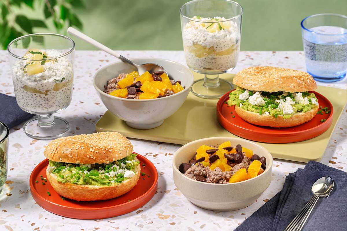 Bundle | Avocado bagel, chia pudding and overnight oats