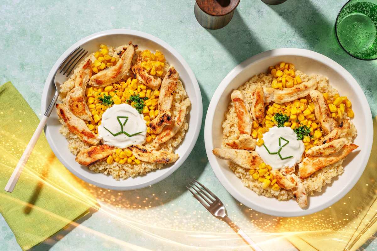 Savannebowl med stegte majs og dressing