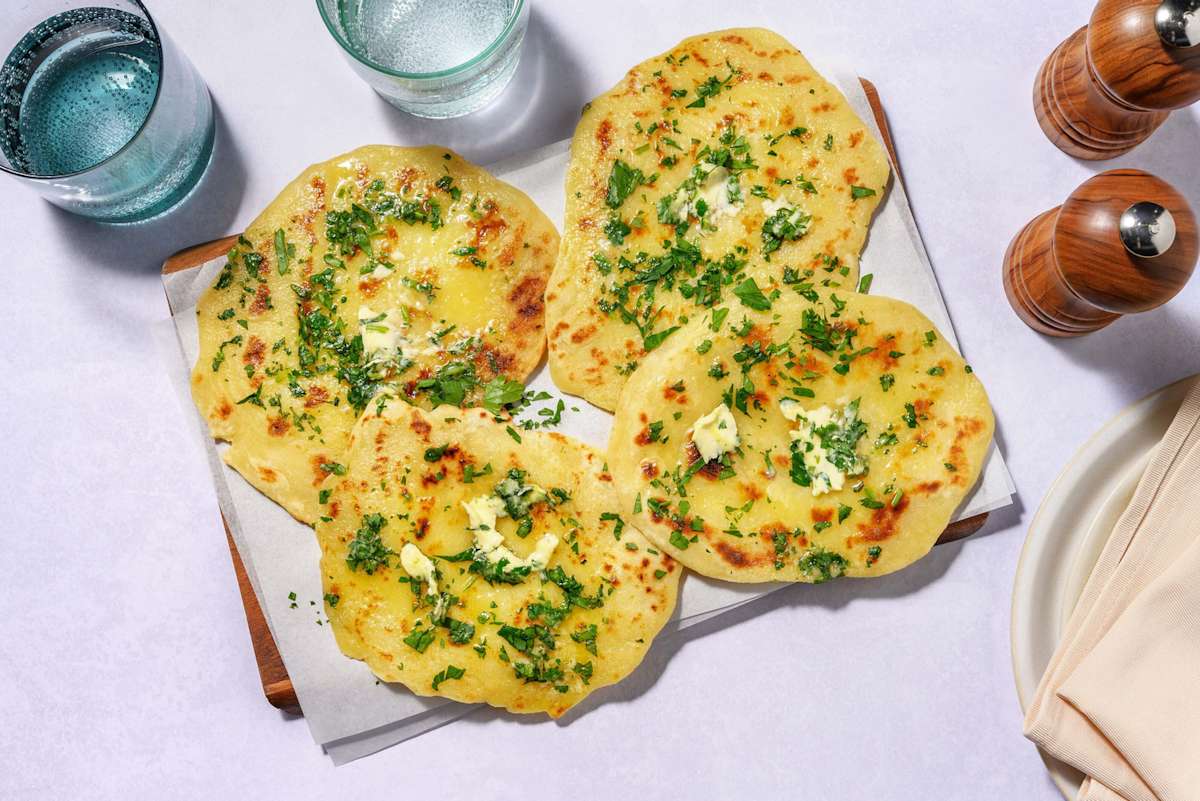 Homemade Herby Garlic Flatbreads | Makes 4