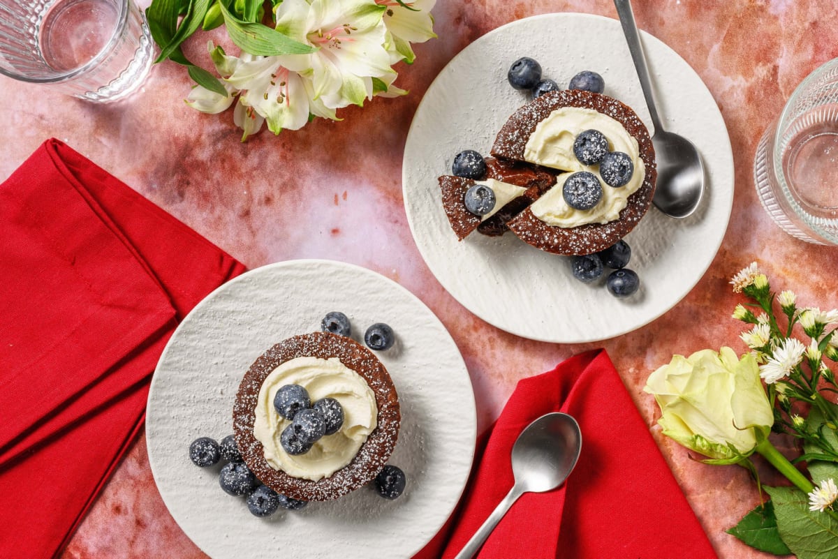 Fondant au chocolat et fruits frais