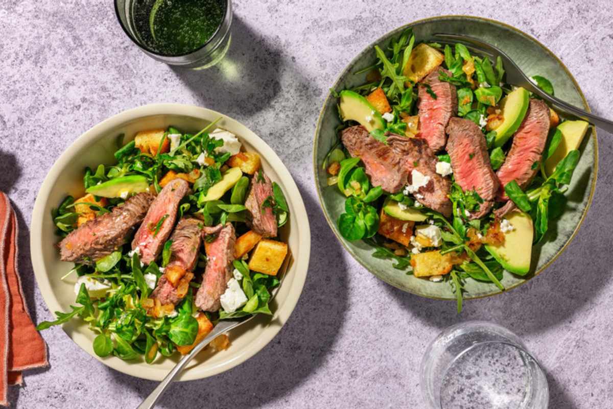 Salade met steak en avocado