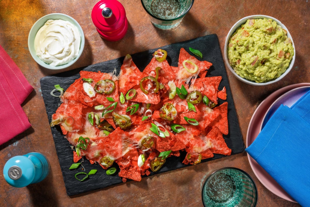 Loaded nacho's met zelfgemaakte guacamole als extra