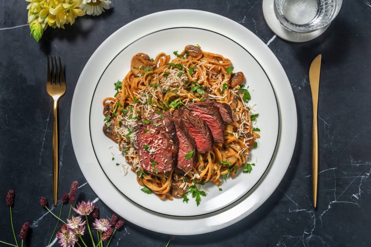 Boeuf & linguine sauce stroganoff