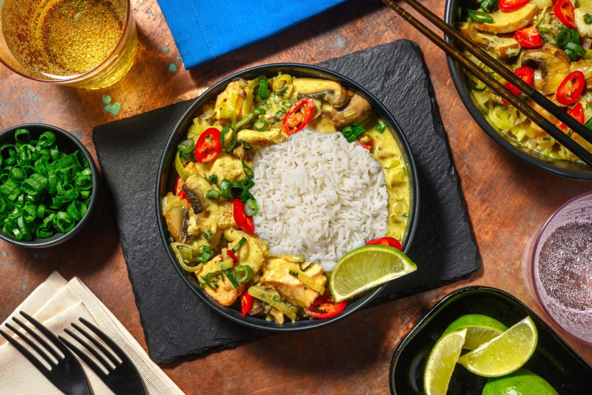 Curry de poisson à la thaïlandaise et riz basmati