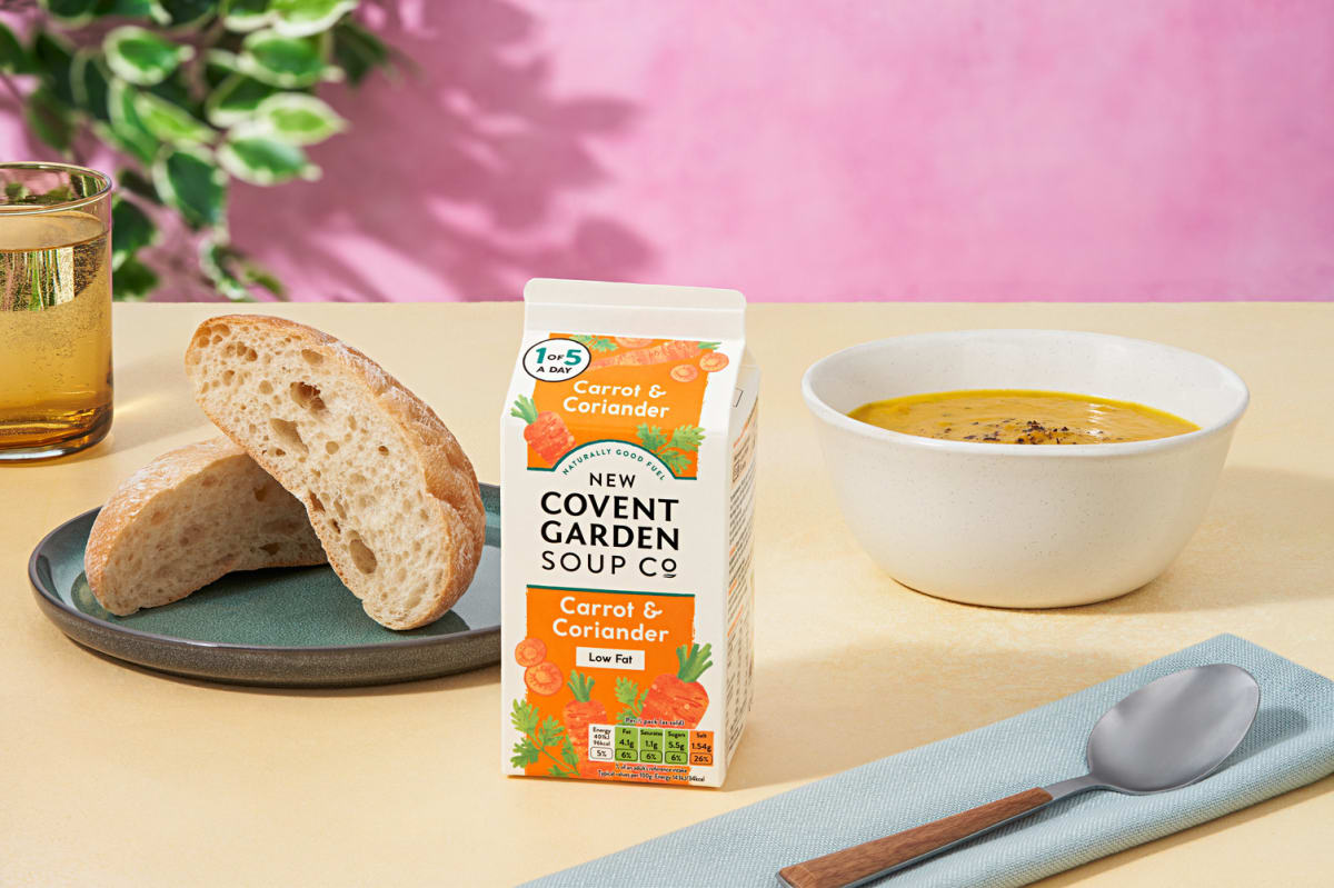 New Covent Garden Carrot & Coriander Soup and Handmade Ciabatta Loaf Bundle