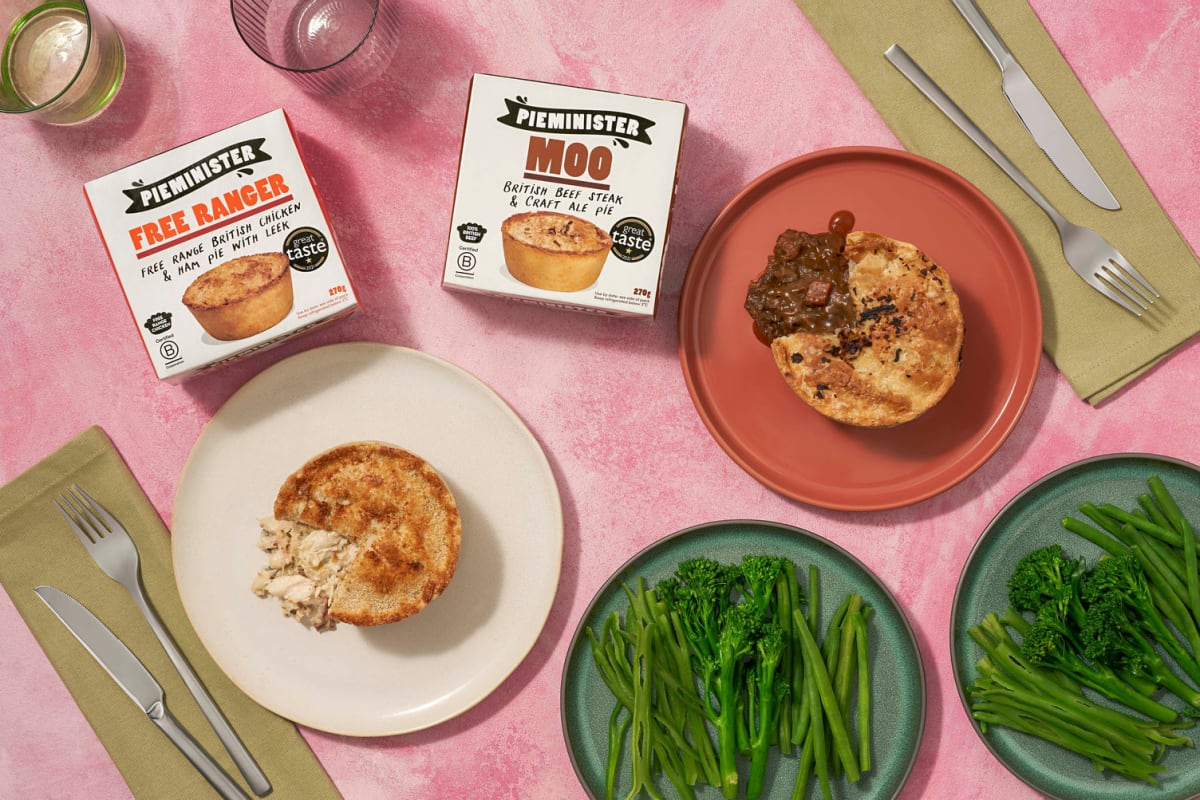 Pies & Veg Bundle | 1 x Pieminister Chicken Pie and 1 x Beef Pie