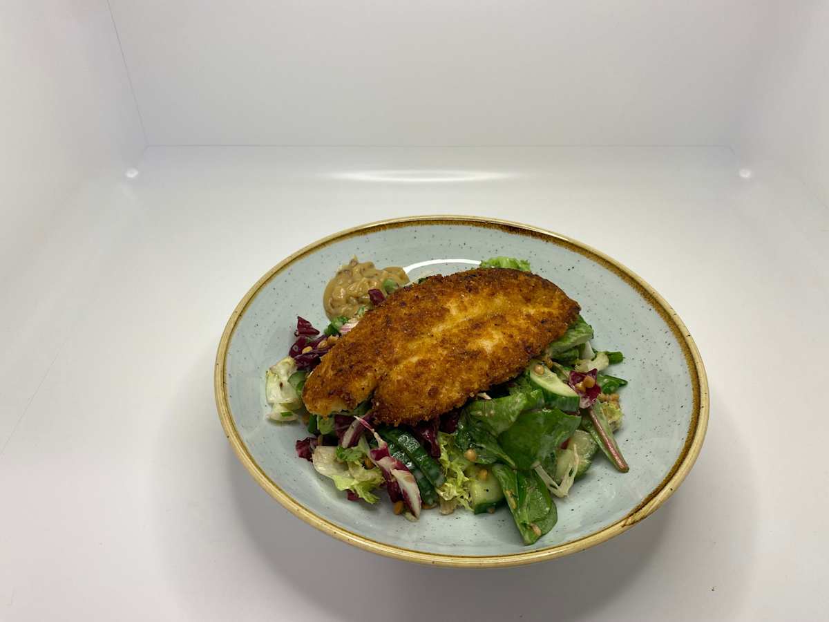 Knuspriger Pangasius mit Senfsoße
