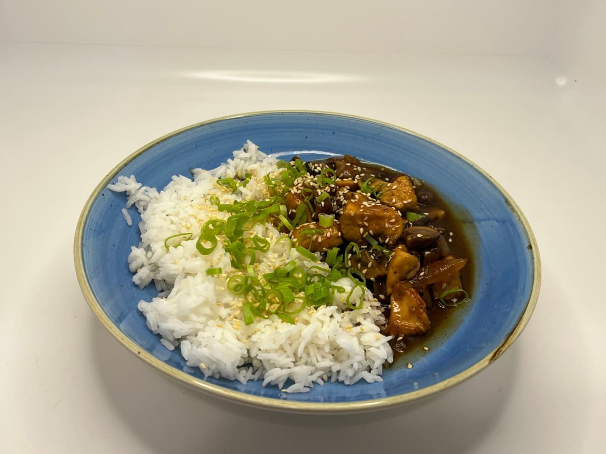 Hähnchenpfanne süßsauer mit Champignons