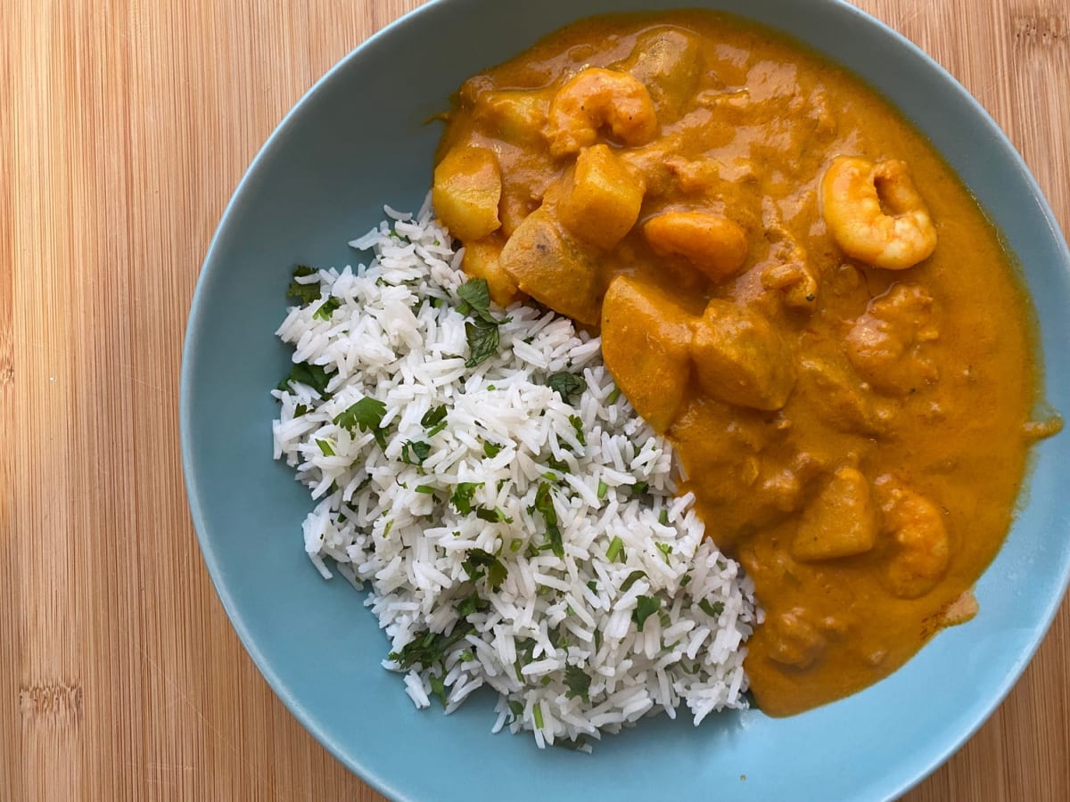 Shrimp and potato coconut curry