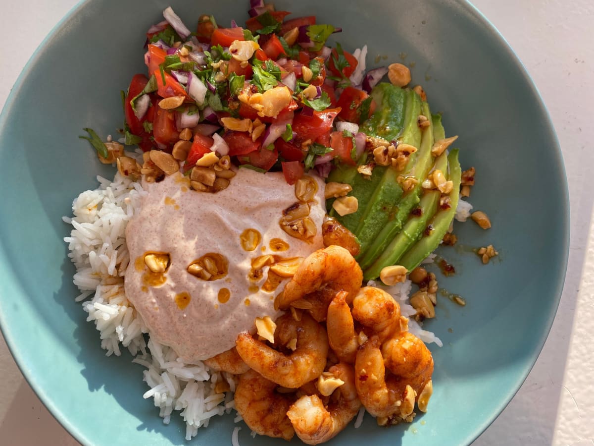 Mexican spiced shrimp bowl