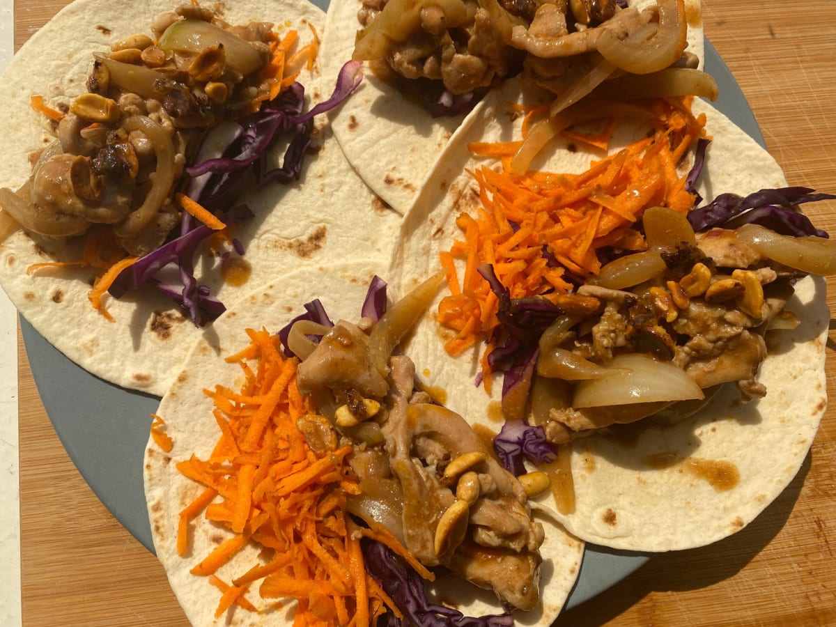 Thai satay chicken tacos