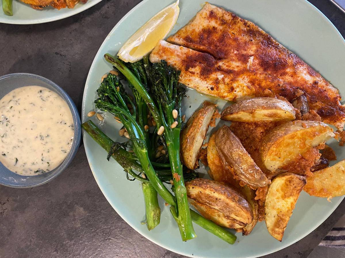 Sea bass and creamy basil sauce HelloFresh