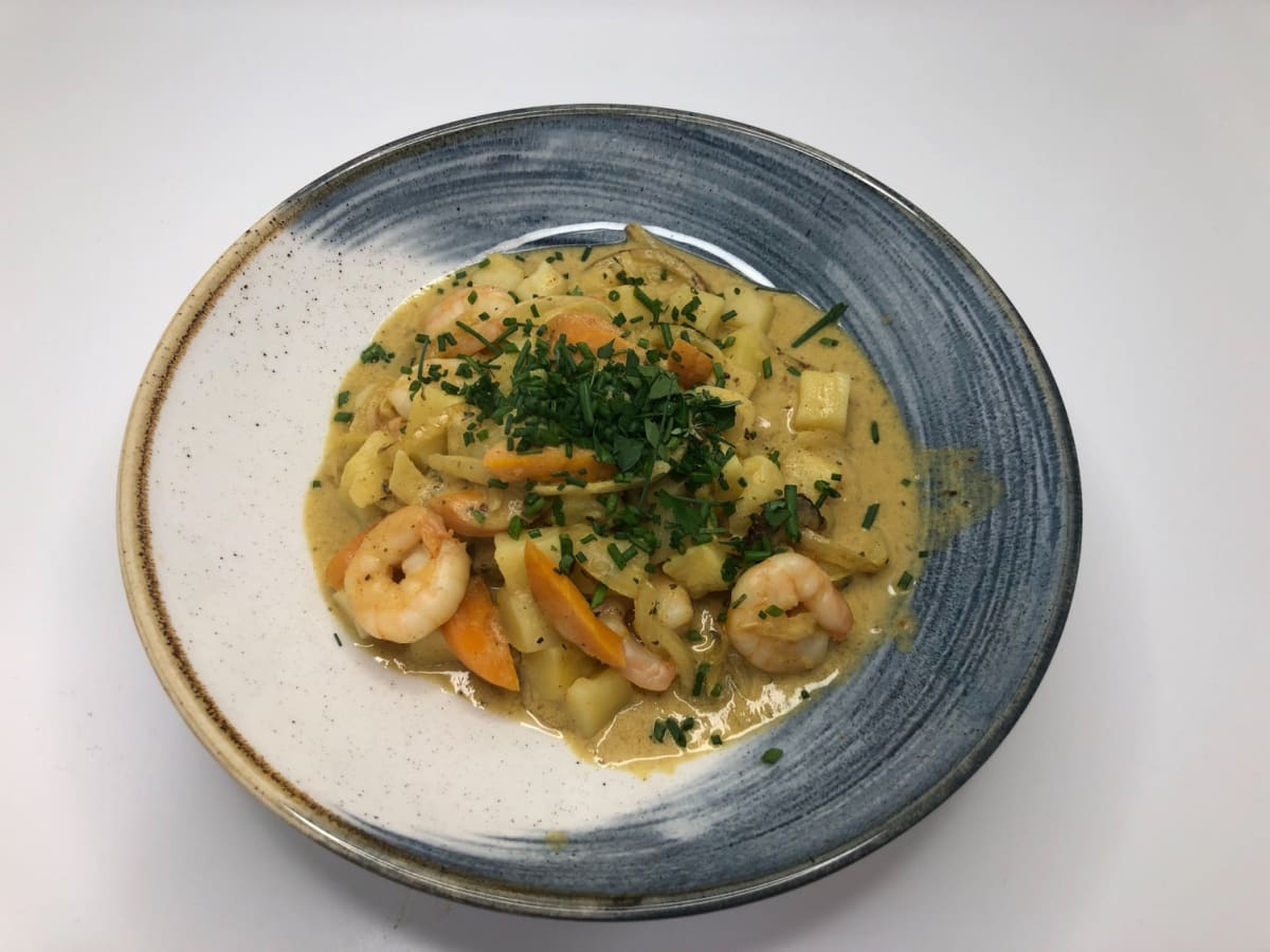  Jamaikanisches Seafood-Curry mit Garnelen