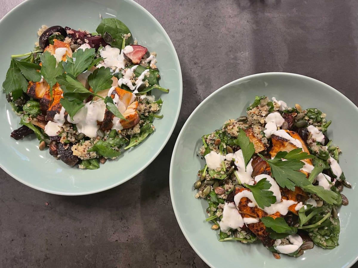 Chicken and warm quinoa salad