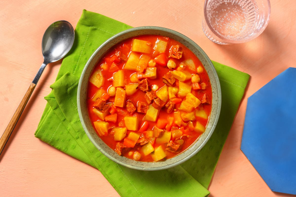 Guiso casero de garbanzos con chorizo