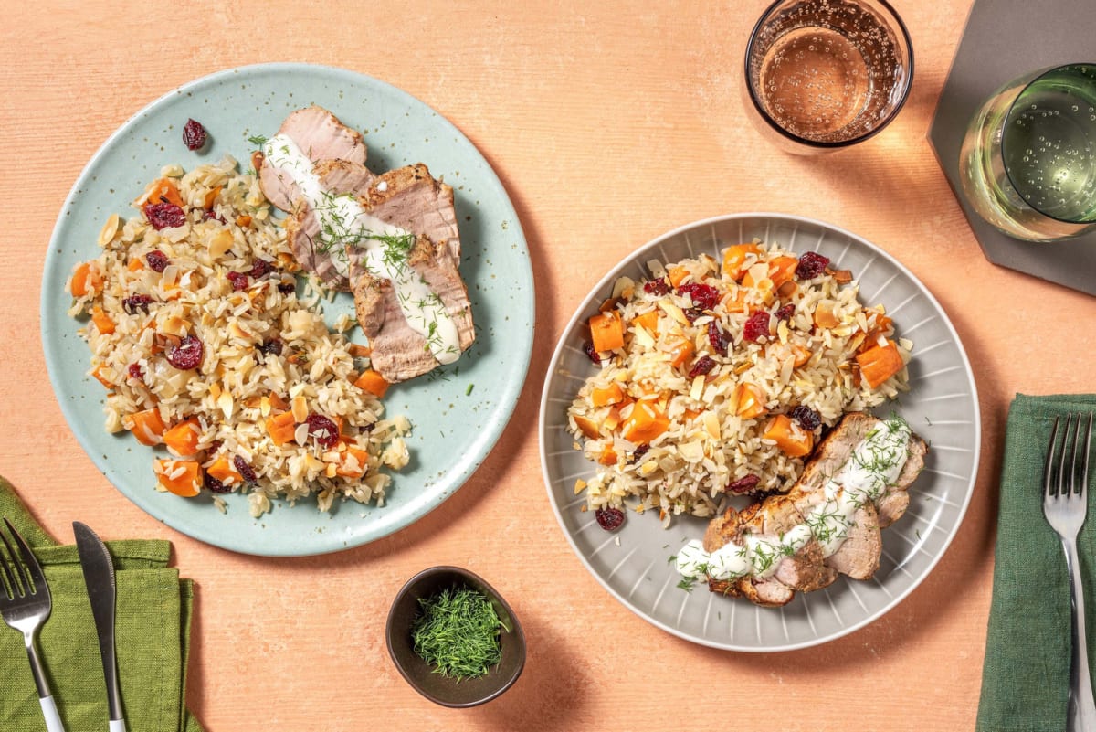 Pork tenderloin and wild rice pilaf