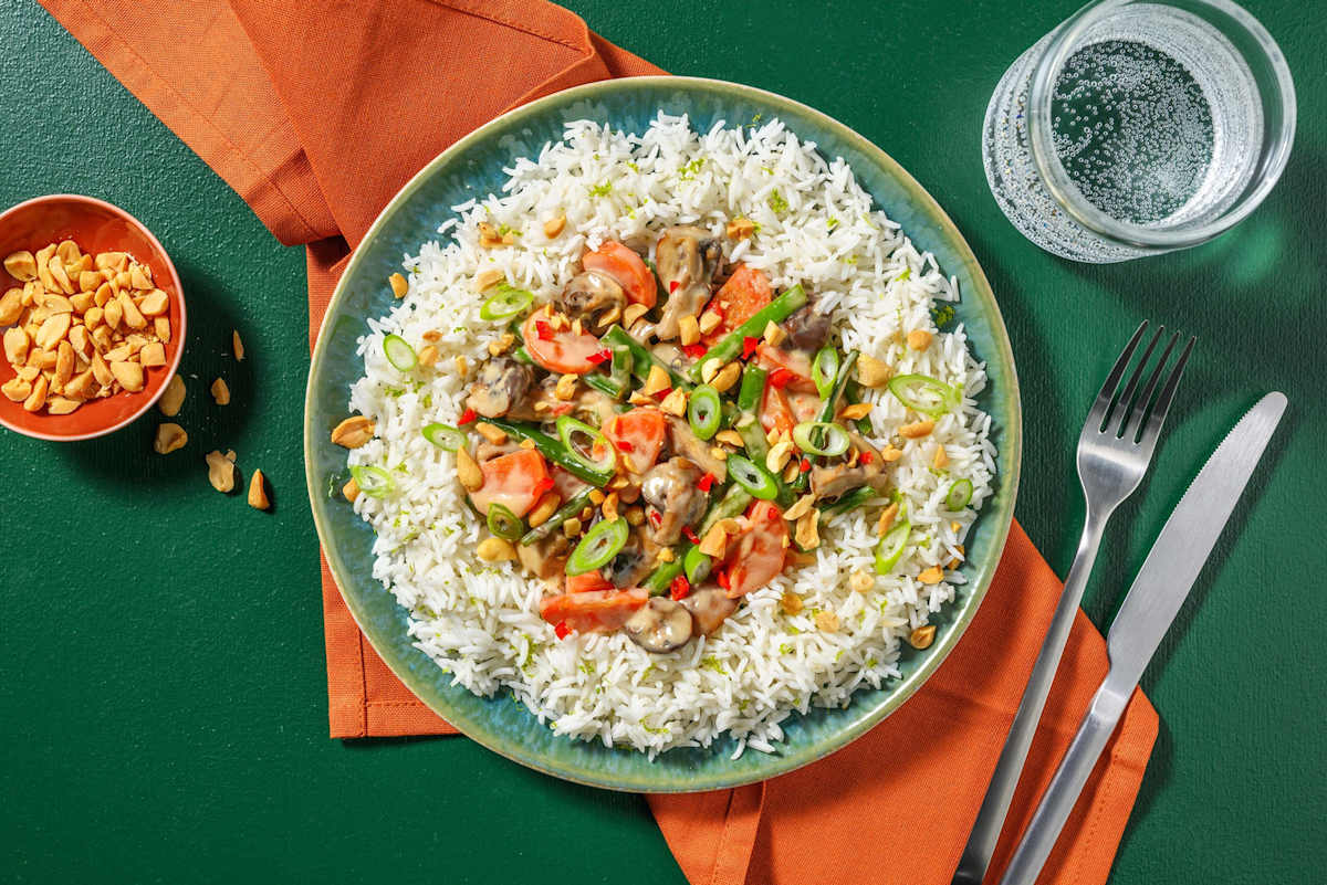 Stir Fry! Bratpfannengemüse mit Erdnuss-Peperoncini-Sauce