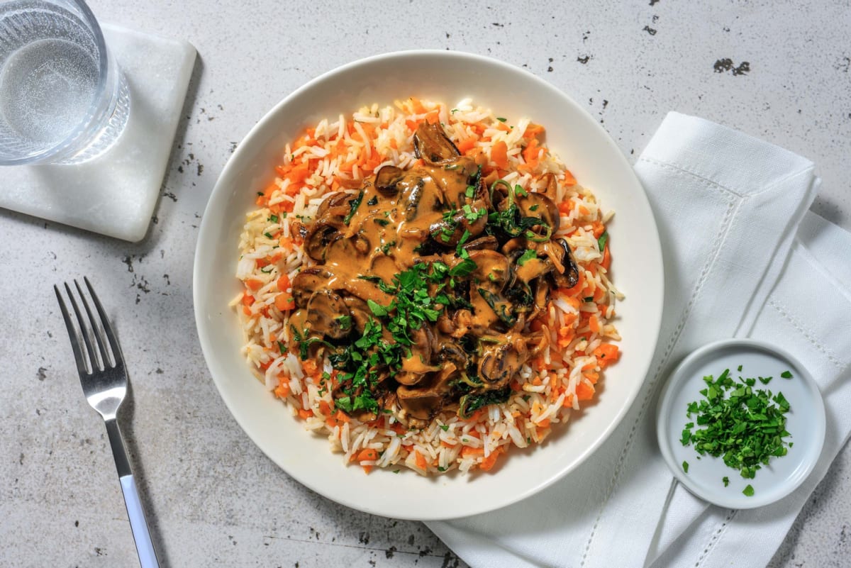 Veggie Stroganoff mit Portobello & Champignons