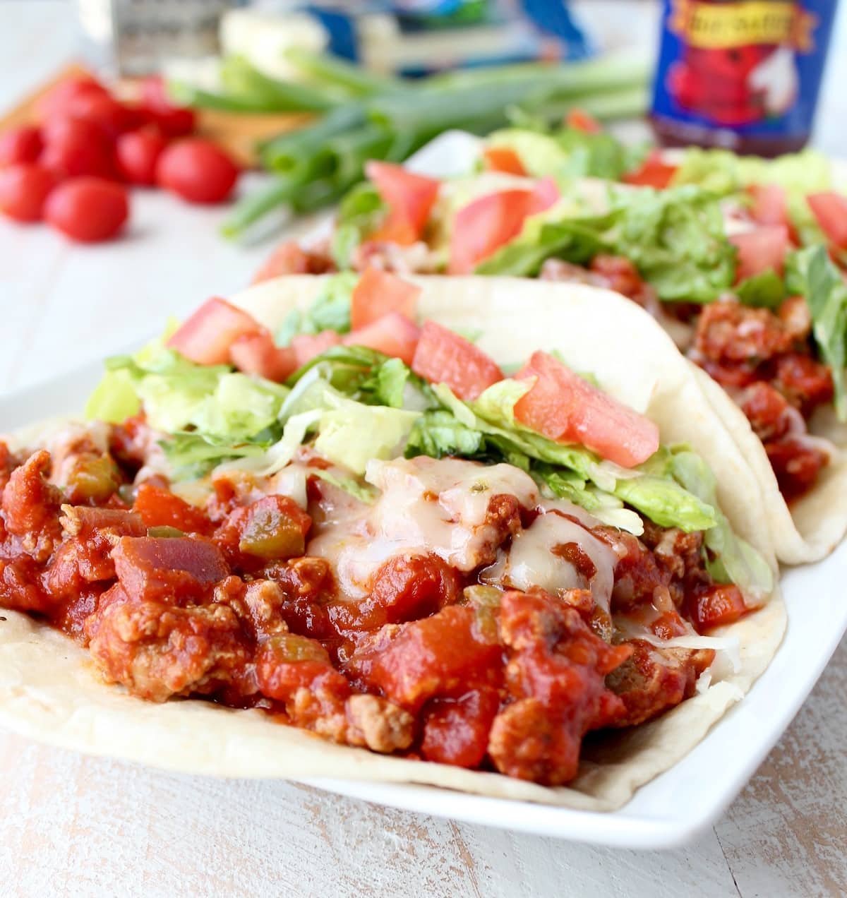 Sloppy Joe-Style Beef and Pork Tacos