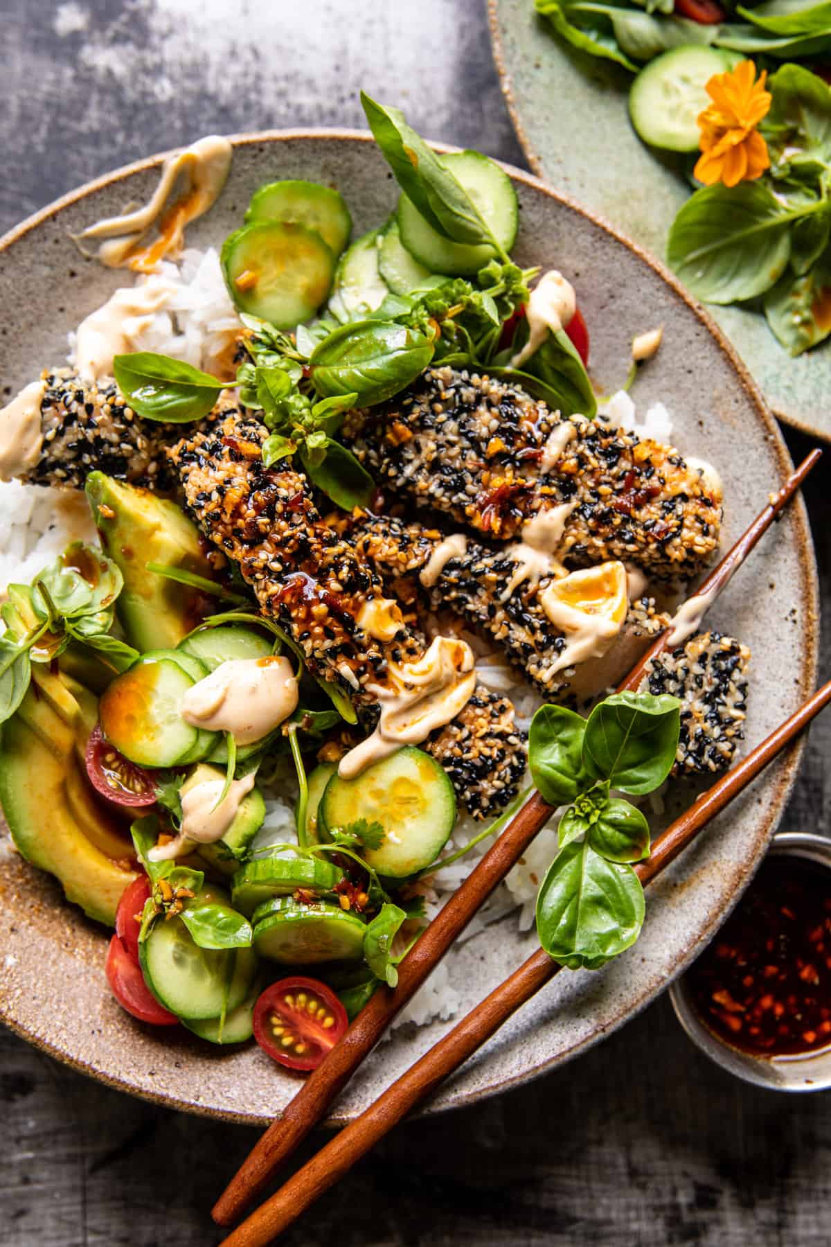 Cal Smart Sesame-Crusted Tilapia Bowls