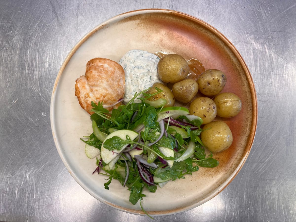 Pan seared chicken with tahini dill yoghurt