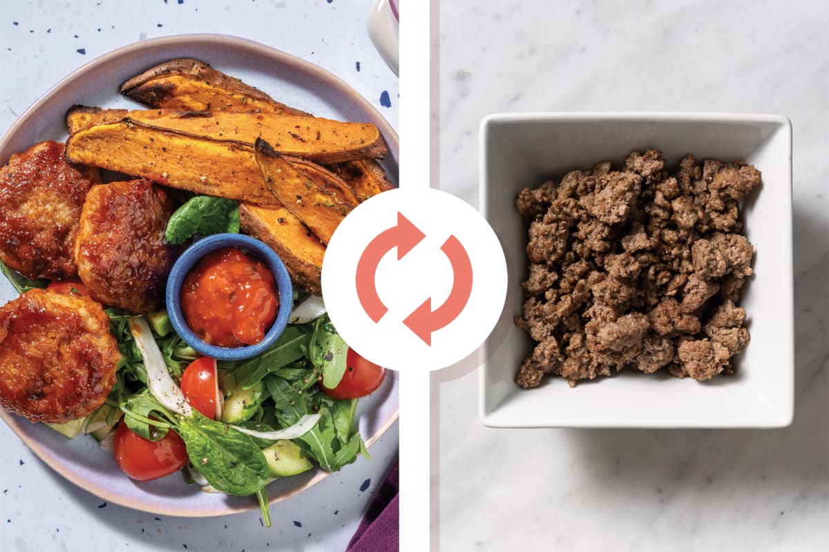 Beef Rissoles & Cherry Tomato Rocket Salad