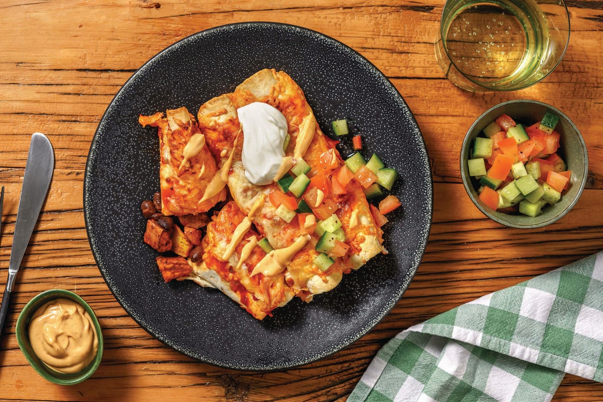 American Sweet Potato & Black Bean Enchiladas