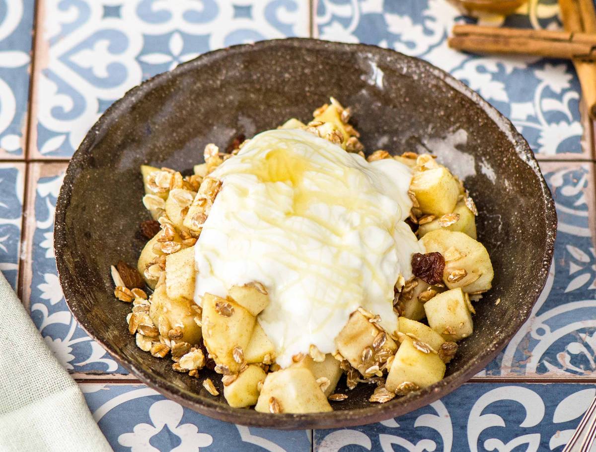 Appelcrumble van muesli met rozijnen Recept HelloFresh
