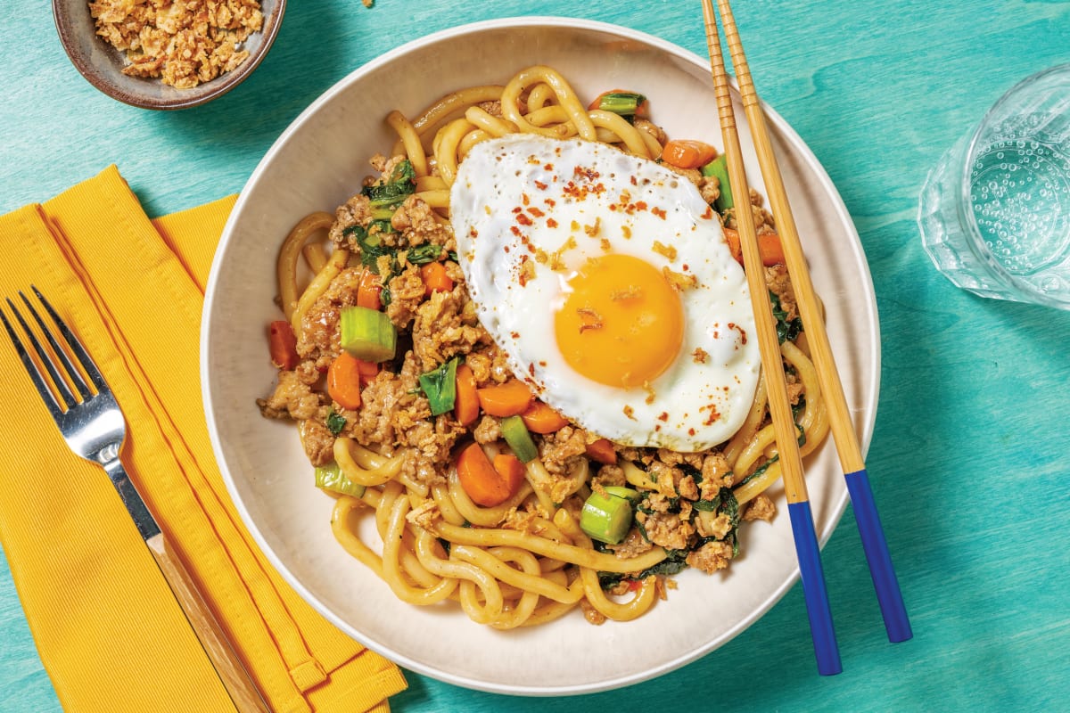 Quick Asian Pork & Veggie Udon Noodles