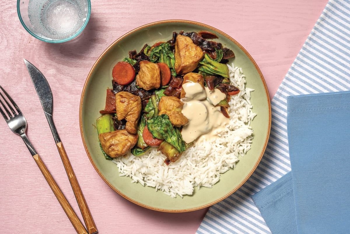 Asian Stir-Fried Chicken & Nutty Garlic Rice