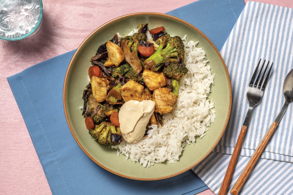 Asian Stir-Fried Chicken & Nutty Garlic Rice