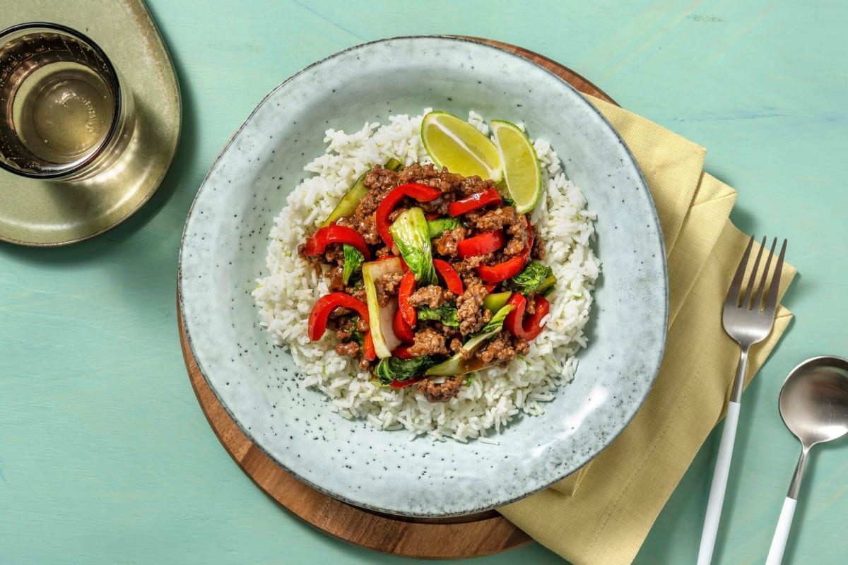 Asiatisches Rinderhackfleisch mit Pak Choi