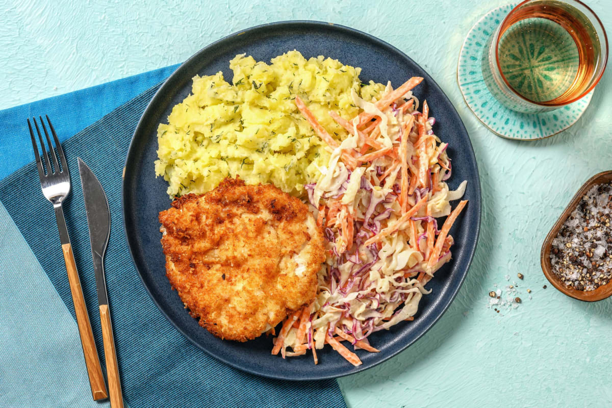 Assiettes de schnitzels de poulet