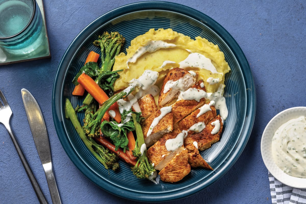 Golden Chicken & Garlic Kumara Mash