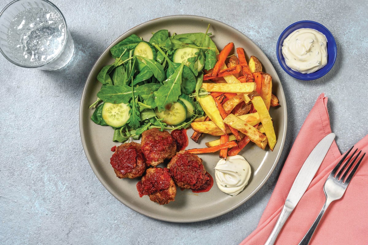 Homestyle Beef Rissoles & Veggie Fries