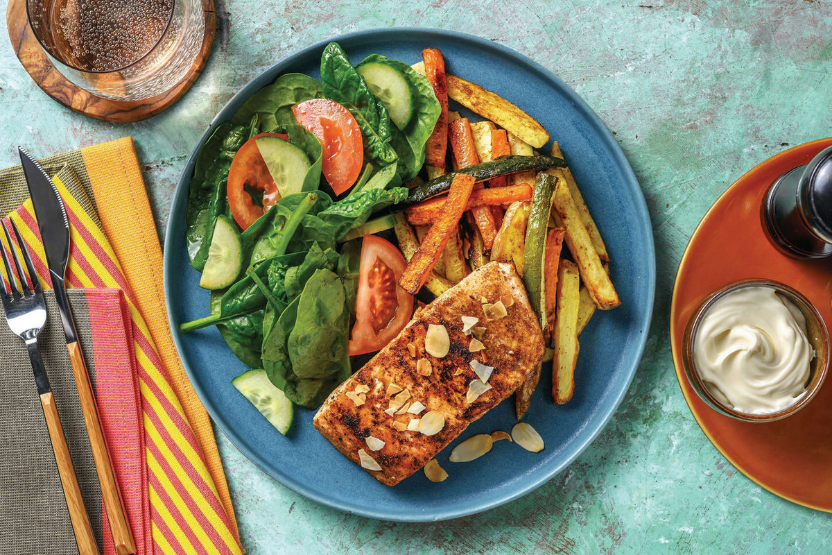 AussieSpiced Salmon & Veggie Fries Recipe HelloFresh