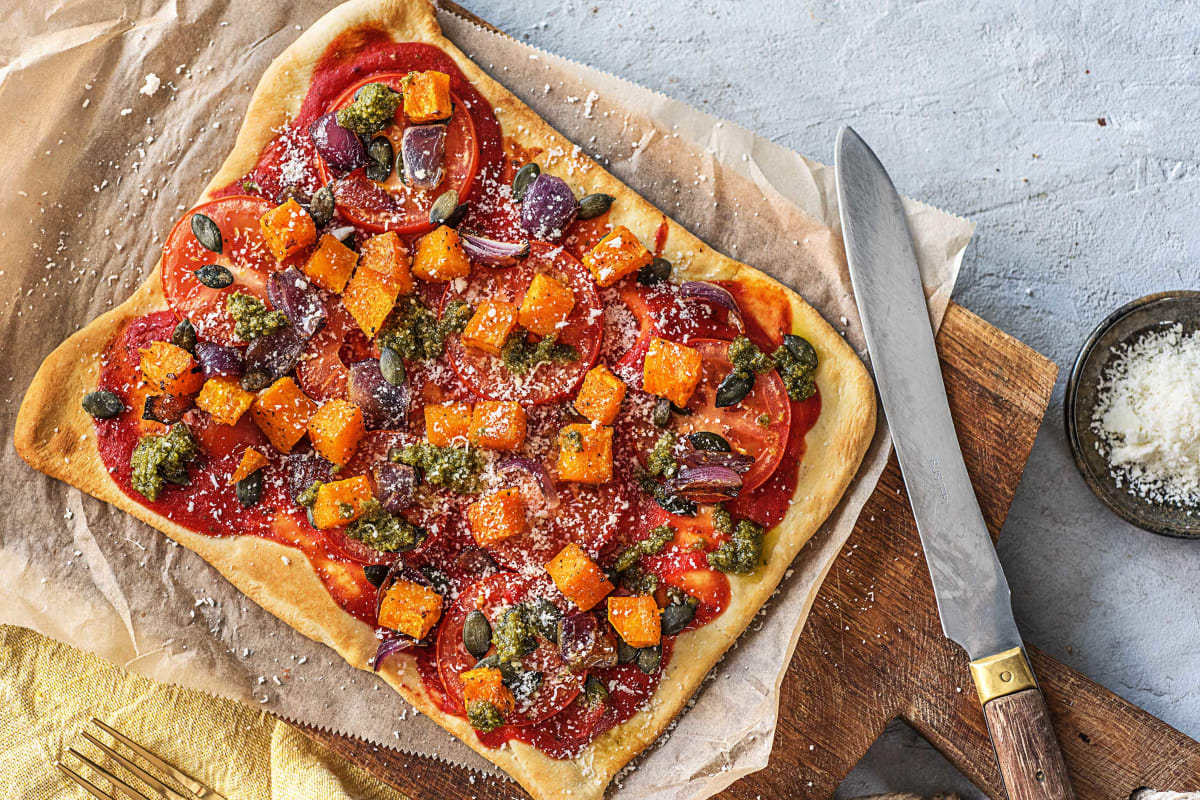 Autumn Squash and Pesto Flatbread