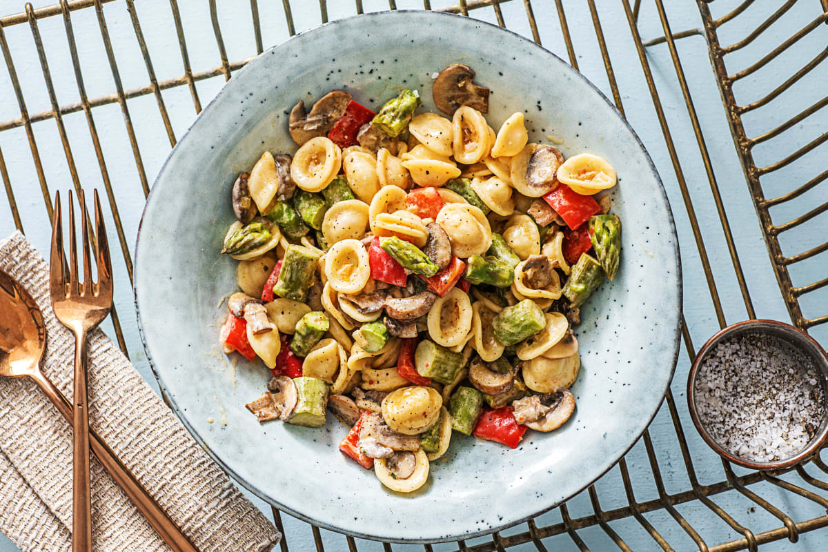 Baby Portobello and Orecchiette Primavera