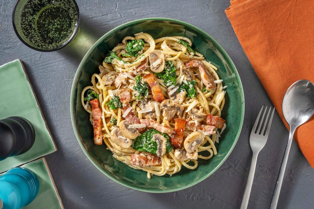 Bacon, Chicken and Mushroom Linguine