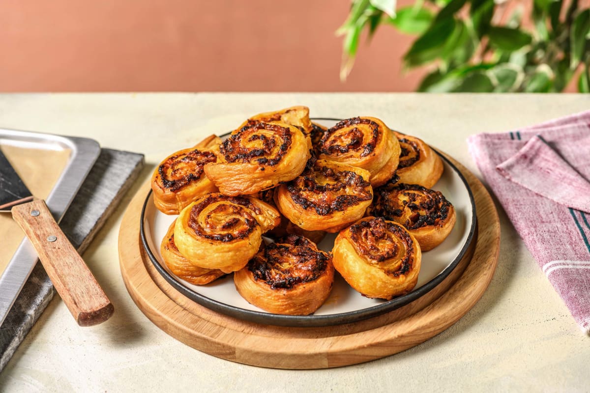 Bacon, Cheddar and Pesto Pinwheels