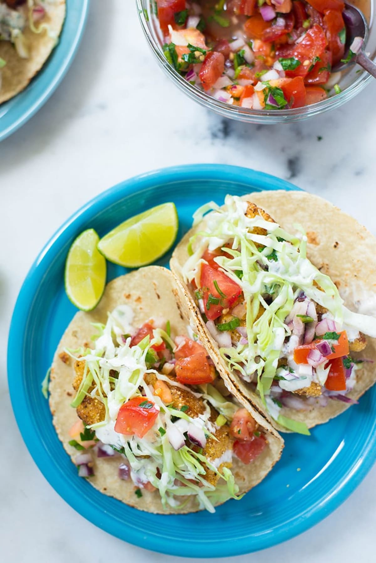 Baja Tacos di merluzzo fritto con salsa piccante