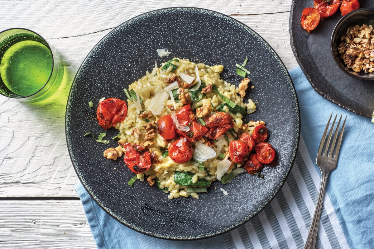 Baked Cherry Tomato & Pesto Risotto