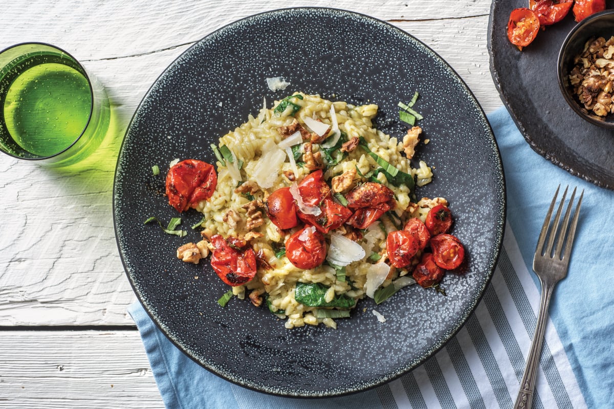 Baked Cherry Tomato & Basil Pesto Risotto