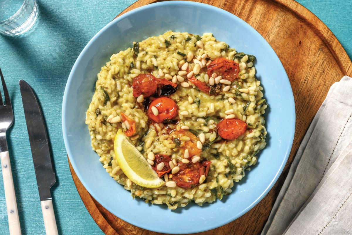 Baked Cherry Tomato & Pesto Risotto