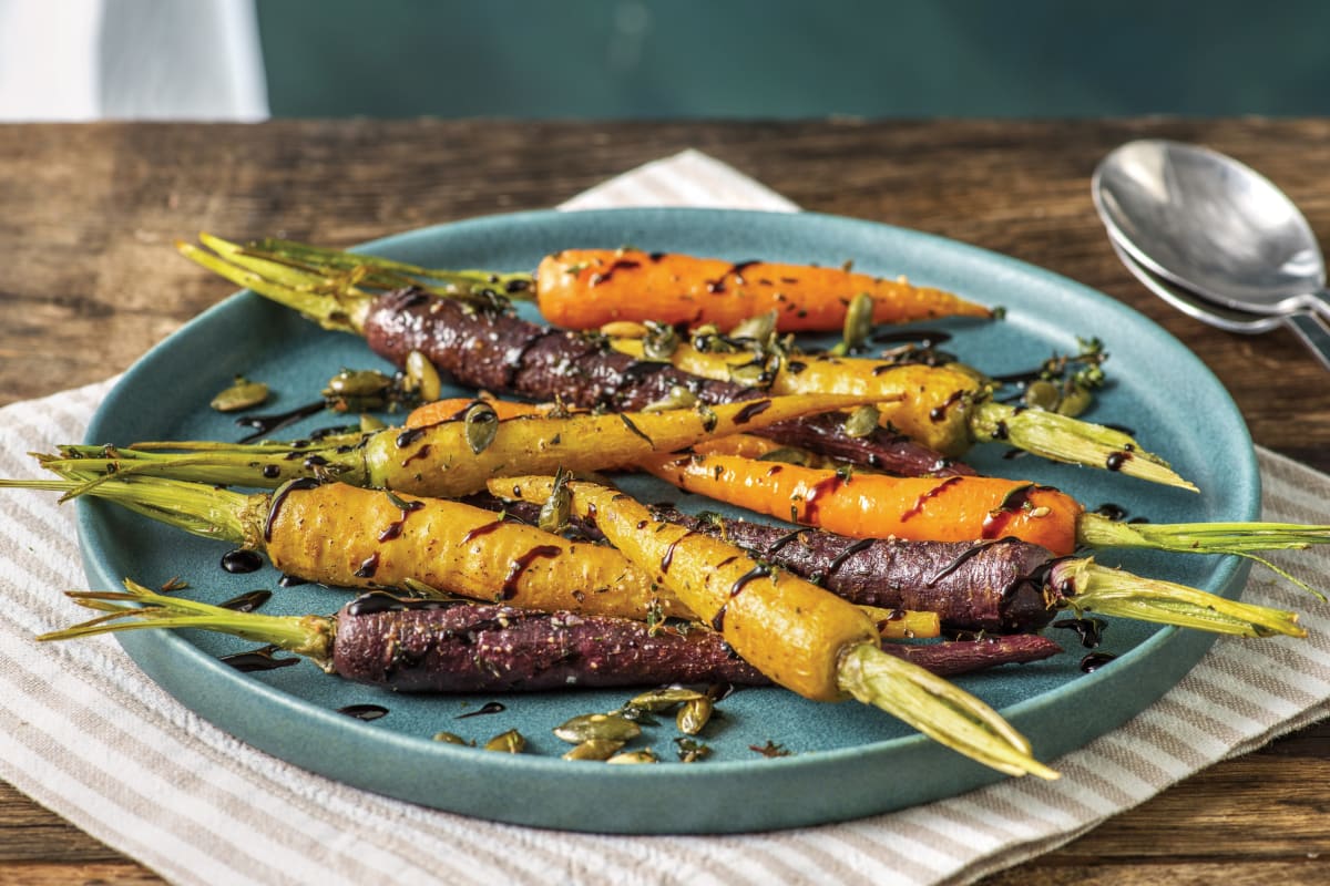 Balsamic Glazed Baby Rainbow Carrots