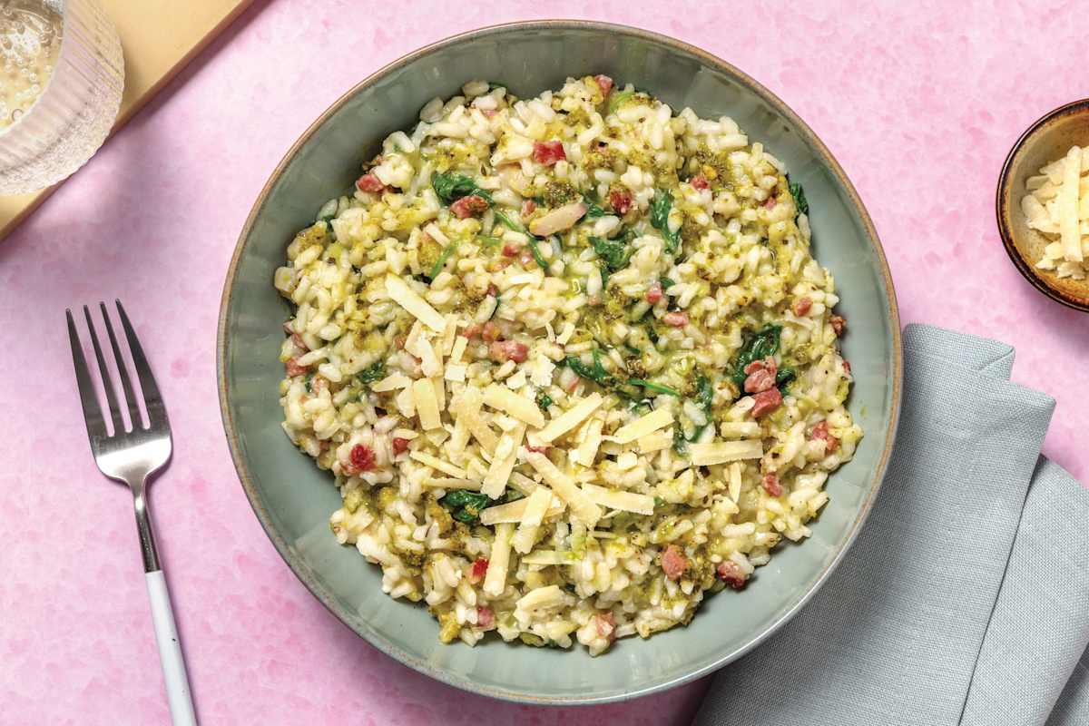 Basil Pesto Chicken & Bacon Risotto