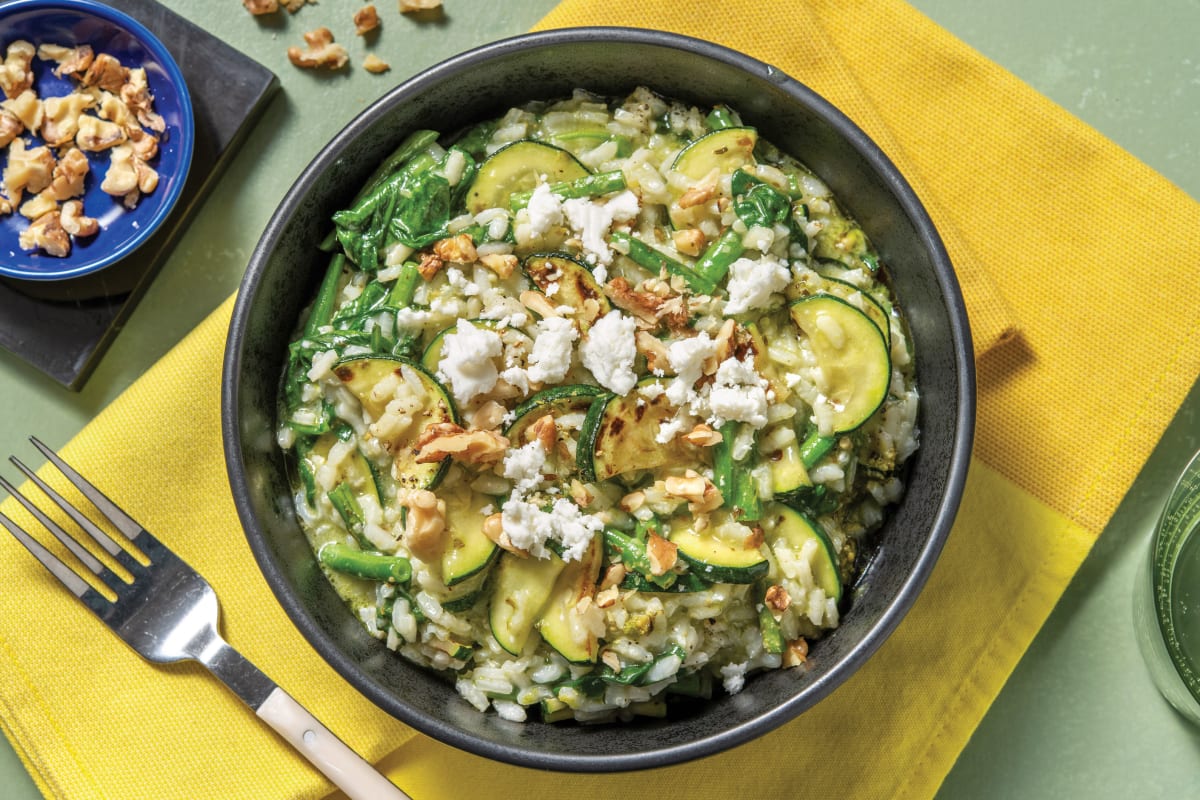 Basil Pesto & Marinated Goat Cheese Risotto