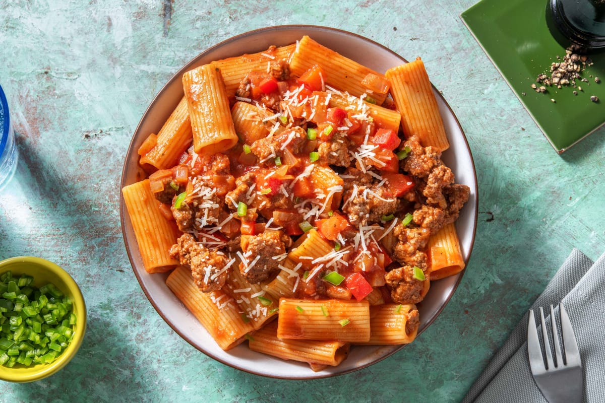 BBQ Beef Ragu Rigatoni