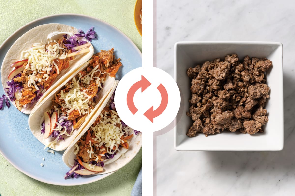 Quick BBQ Pulled Beef & Slaw Tacos